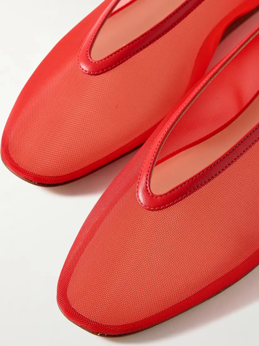 Le Monde Béryl Luna Leather-trimmed Mesh Ballet Flats | Thumbnail 4
