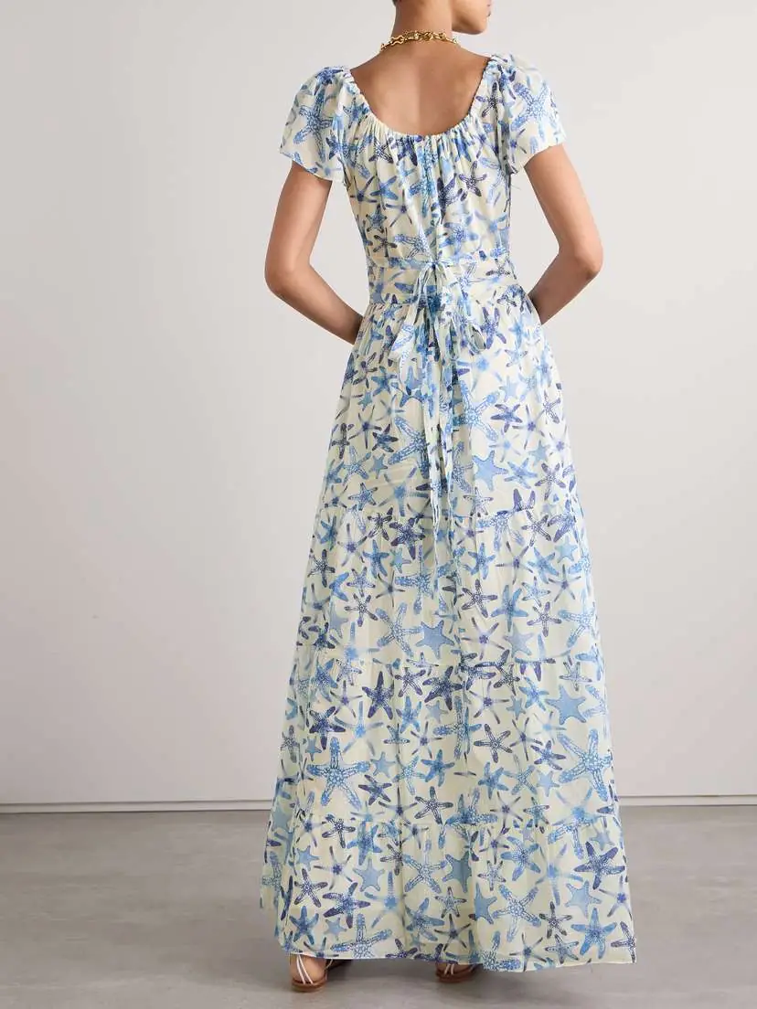 Emporio Sirenuse Chloe Tiered Gathered Printed Cotton-voile Maxi Dress | Thumbnail 3 Emporio Sirenuse Chloe Tiered Gathered Printed Cotton-voile Maxi Dress | Thumbnail 3