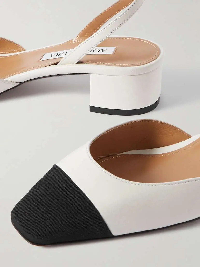 Aquazzura French Flirt 35 Grosgrain-trimmed Leather Mary Jane Pumps | Thumbnail 4 Aquazzura French Flirt 35 Grosgrain-trimmed Leather Mary Jane Pumps | Thumbnail 4