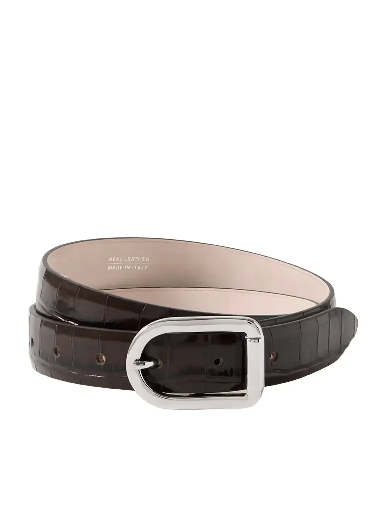 Mija Croc-effect Leather Belt - x large