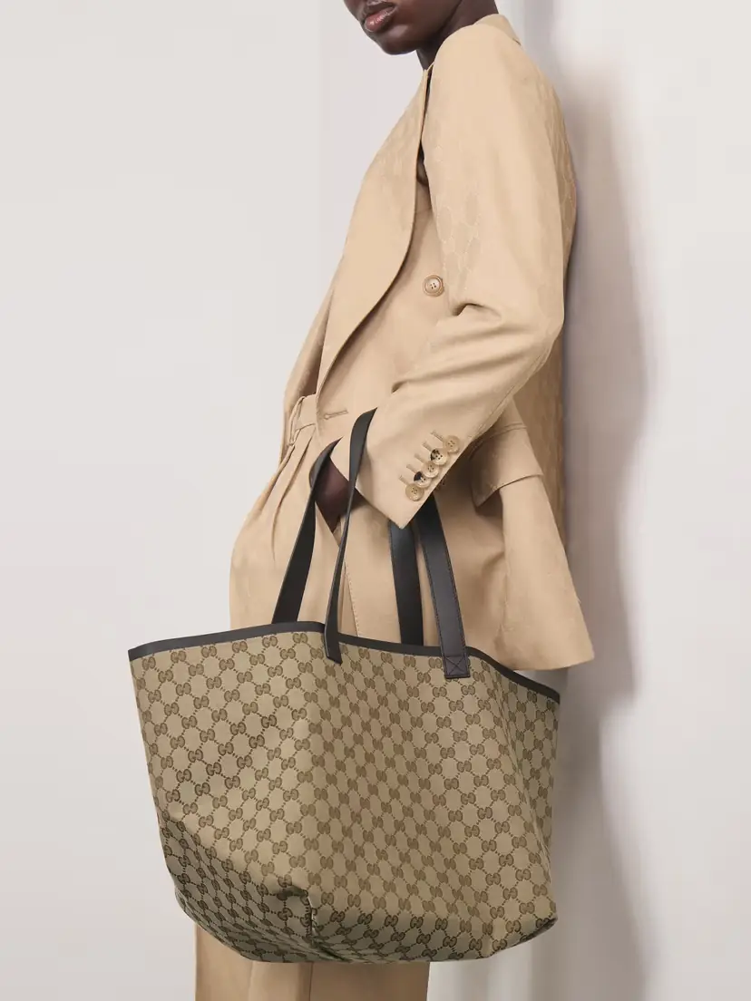 Gucci Leather-trimmed Coated Canvas-jacquard Tote | Thumbnail 2 Gucci Leather-trimmed Coated Canvas-jacquard Tote | Thumbnail 2