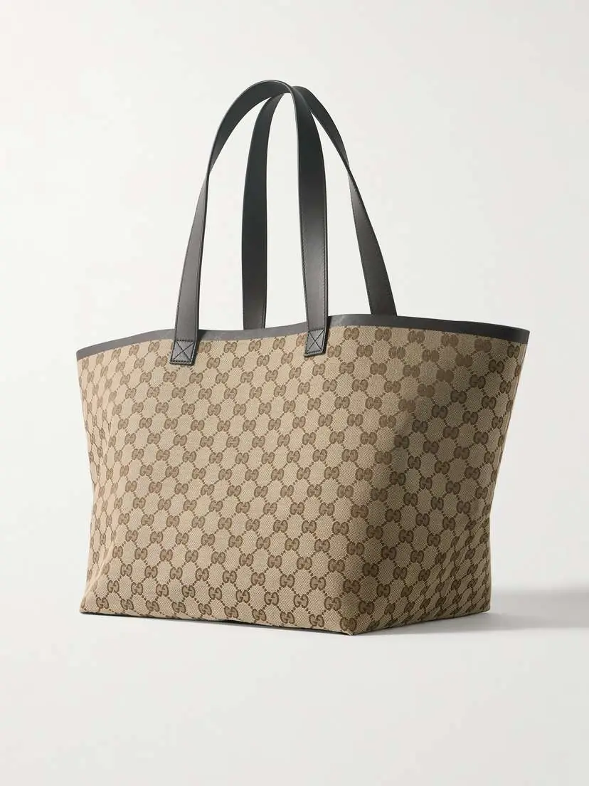 Gucci Leather-trimmed Coated Canvas-jacquard Tote | Thumbnail 3 Gucci Leather-trimmed Coated Canvas-jacquard Tote | Thumbnail 3