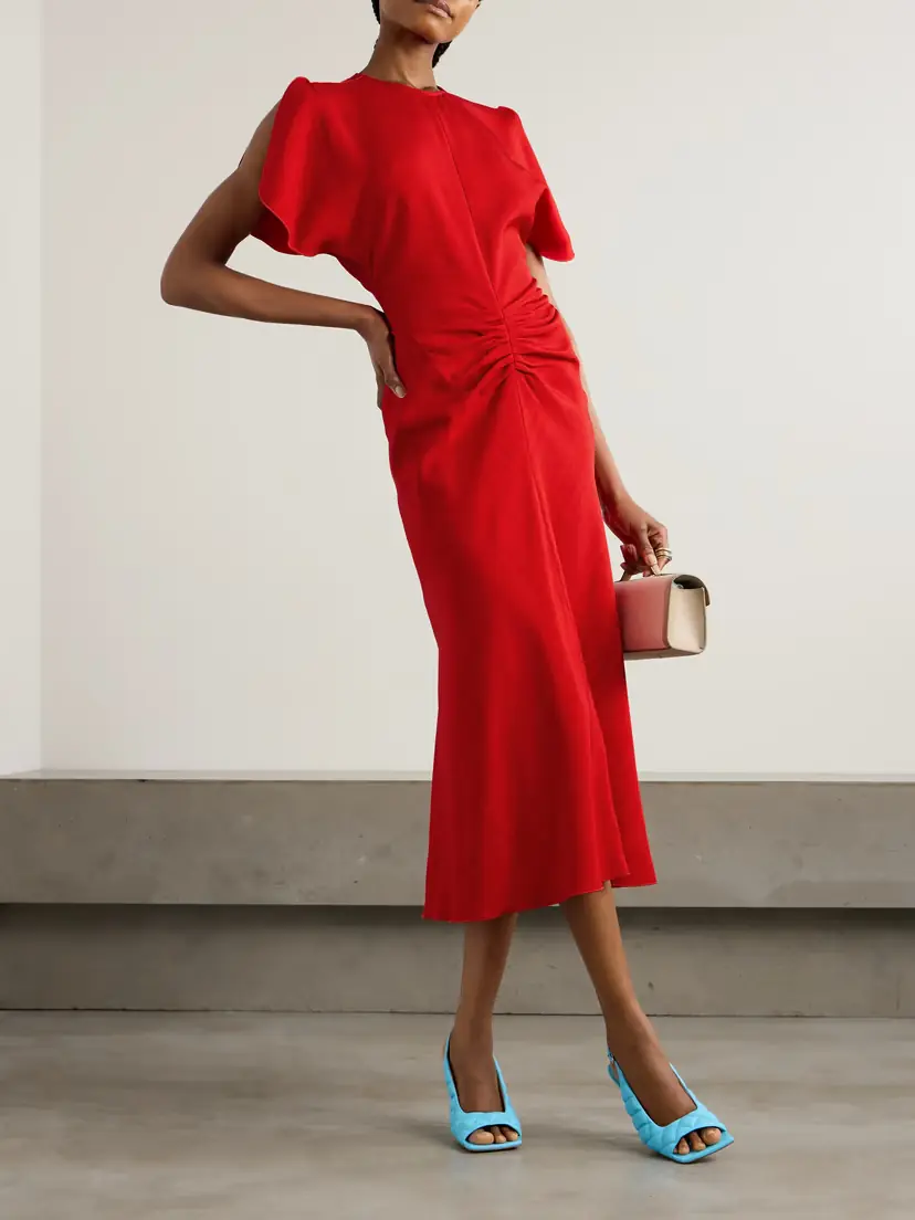 Victoria Beckham Gathered Crepe Midi Dress | Thumbnail 2