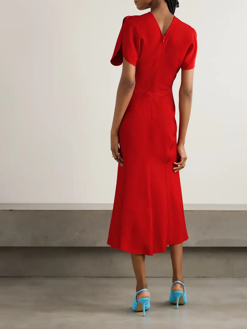 Victoria Beckham Gathered Crepe Midi Dress | Thumbnail 3