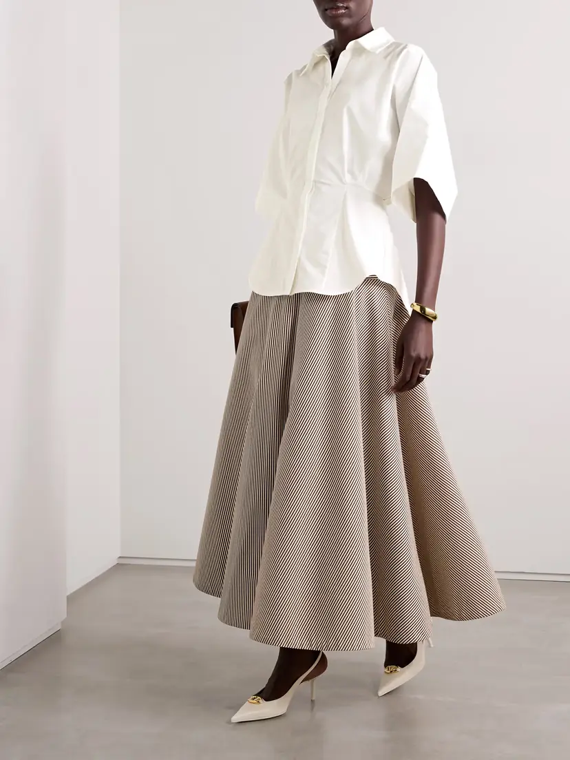 Brandon Maxwell The Elsa Cutout Pleated Cotton-poplin Shirt | Thumbnail 2