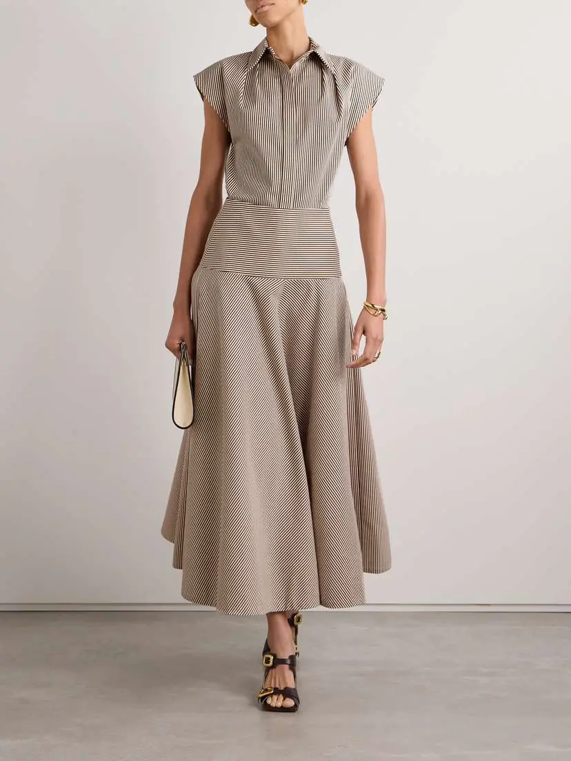 Brandon Maxwell The Poppy Striped Cotton-twill Maxi Skirt | Thumbnail 2 Brandon Maxwell The Poppy Striped Cotton-twill Maxi Skirt | Thumbnail 2