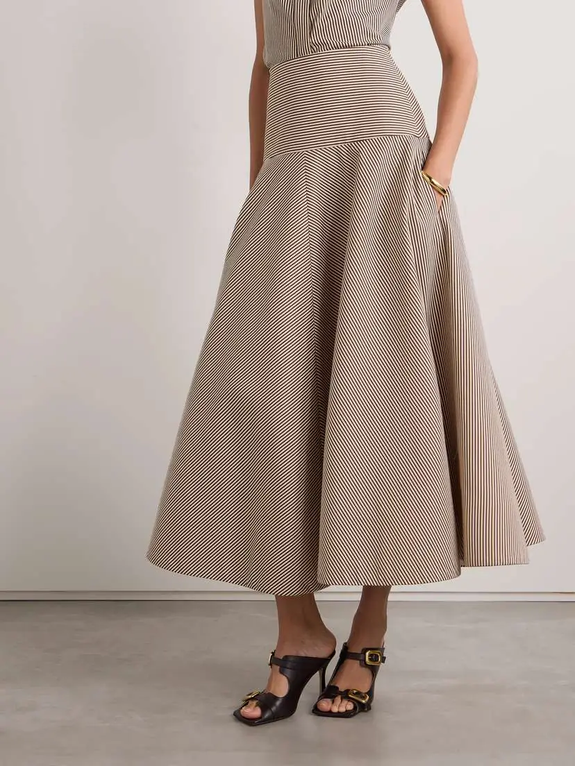 Brandon Maxwell The Poppy Striped Cotton-twill Maxi Skirt | Thumbnail 3 Brandon Maxwell The Poppy Striped Cotton-twill Maxi Skirt | Thumbnail 3