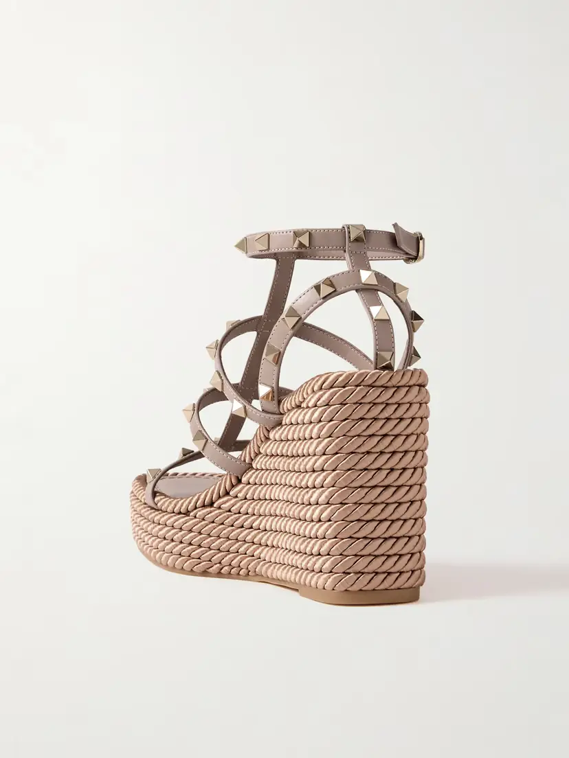 Valentino Garavani Rockstud Torchon 105 Leather Espadrille Wedge Sandals | Thumbnail 3 Valentino Garavani Rockstud Torchon 105 Leather Espadrille Wedge Sandals | Thumbnail 3