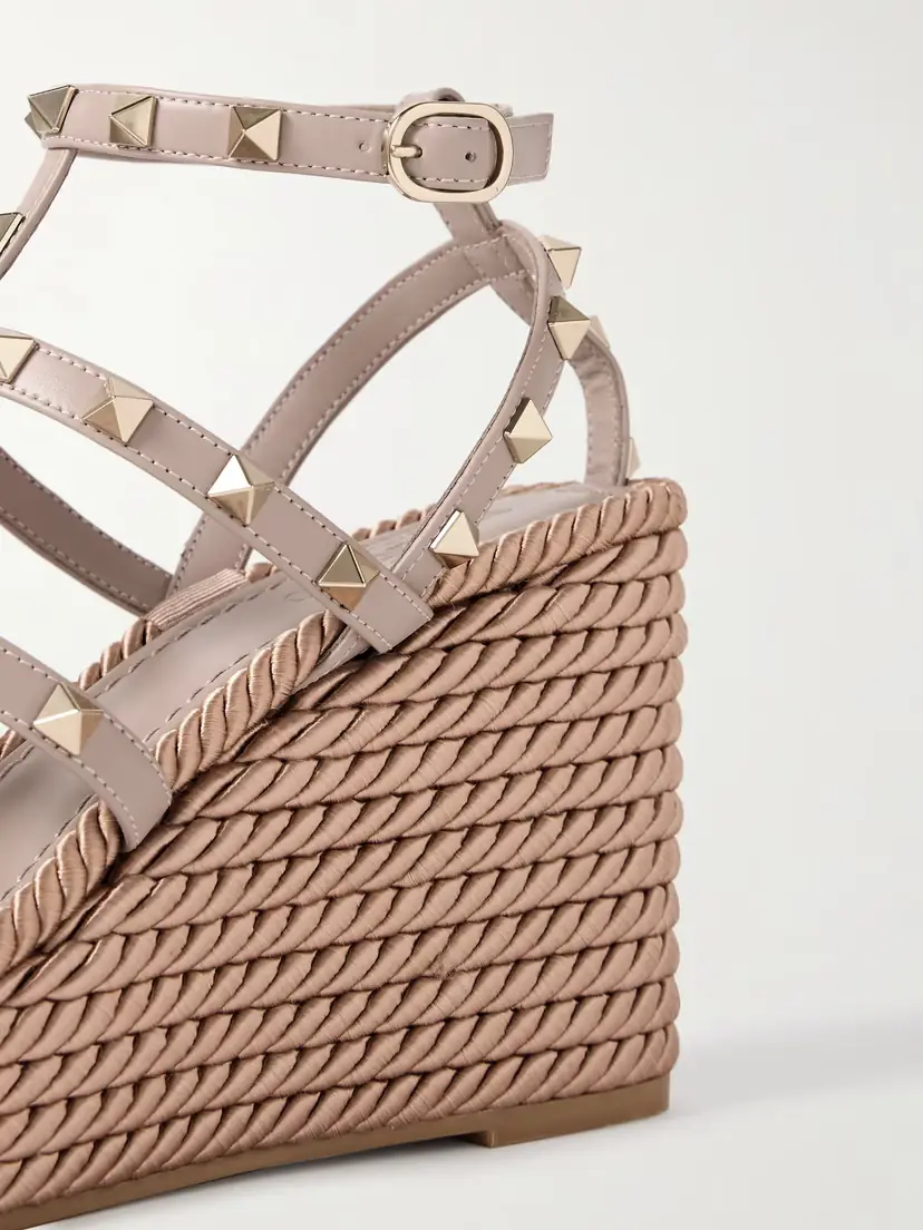 Valentino Garavani Rockstud Torchon 105 Leather Espadrille Wedge Sandals | Thumbnail 4 Valentino Garavani Rockstud Torchon 105 Leather Espadrille Wedge Sandals | Thumbnail 4