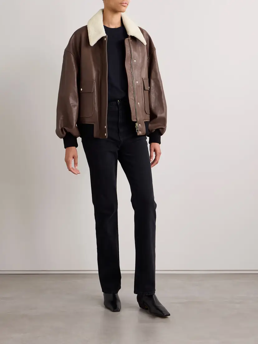 Khaite Shellar Oversized Shearling-trimmed Leather Jacket | Thumbnail 2