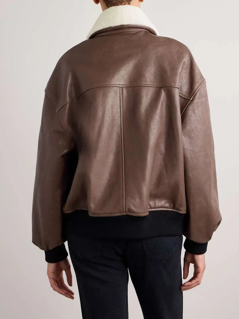 Khaite Shellar Oversized Shearling-trimmed Leather Jacket | Thumbnail 4