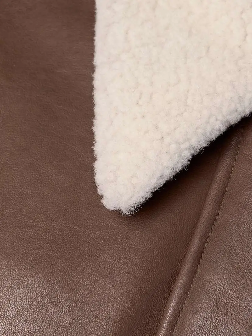 Khaite Shellar Oversized Shearling-trimmed Leather Jacket | Thumbnail 5