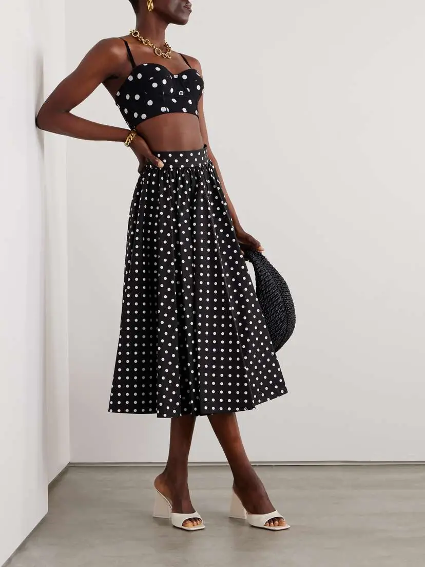 Dolce & Gabbana Printed Polka-dot Mesh Bustier Top | Thumbnail 2