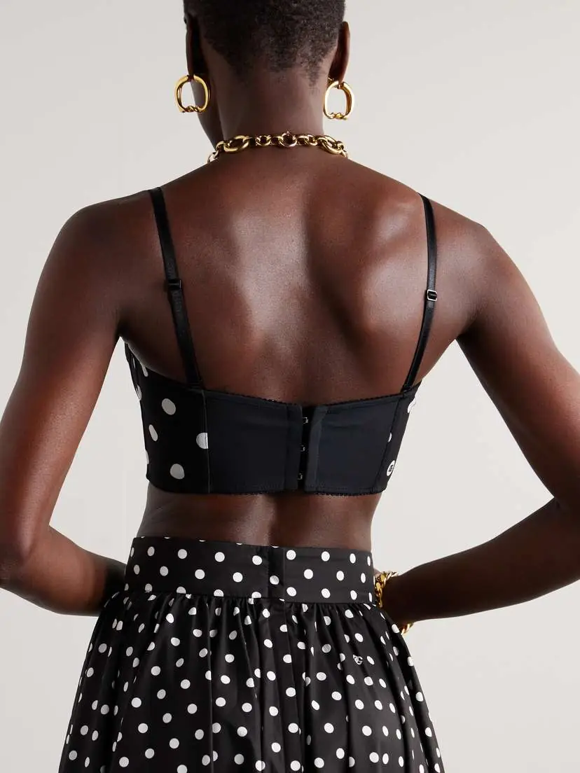 Dolce & Gabbana Printed Polka-dot Mesh Bustier Top | Thumbnail 3