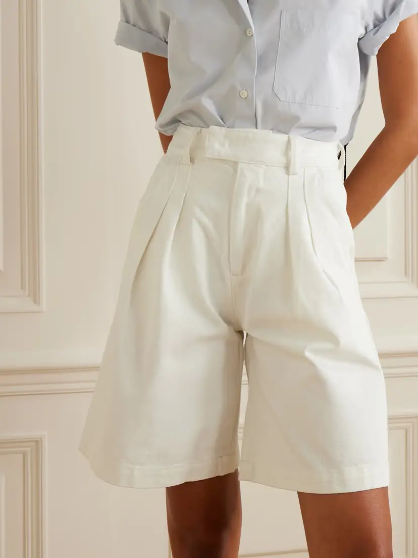 The Frankie Shop Xavier Pleated Denim Shorts | Thumbnail 3
