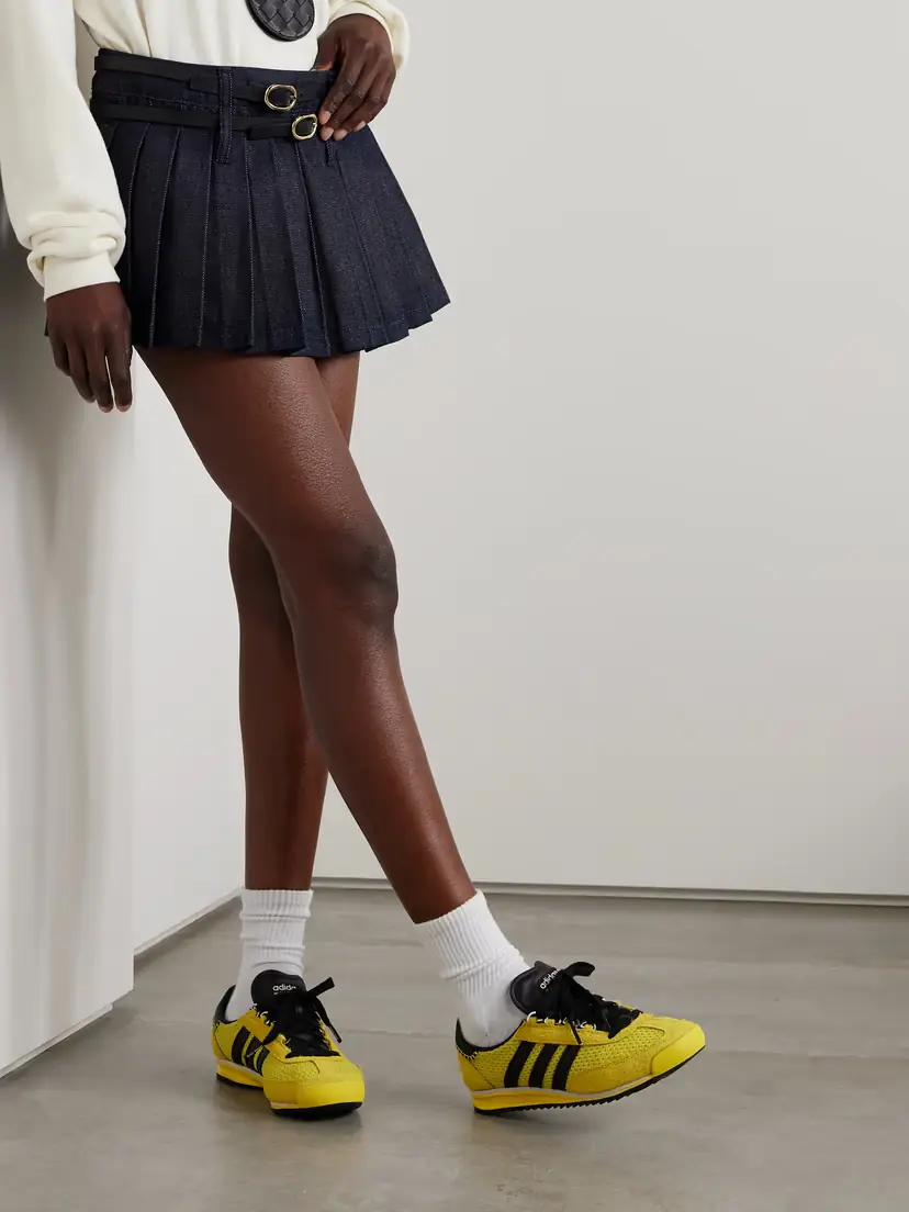 adidas Originals + Wales Bonner Sl76 Leather-trimmed Brushed-suede And Mesh Sneakers - UK 9 | Thumbnail 2 adidas Originals + Wales Bonner Sl76 Leather-trimmed Brushed-suede And Mesh Sneakers - UK 9 | Thumbnail 2