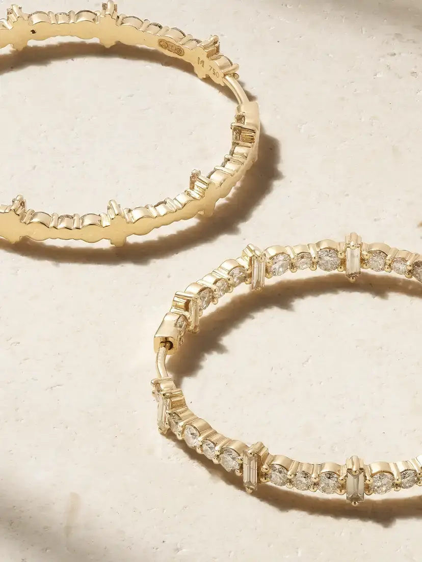 Ileana Makri Cosmic Medium 18-karat Gold Diamond Hoop Earrings | Thumbnail 3 Ileana Makri Cosmic Medium 18-karat Gold Diamond Hoop Earrings | Thumbnail 3