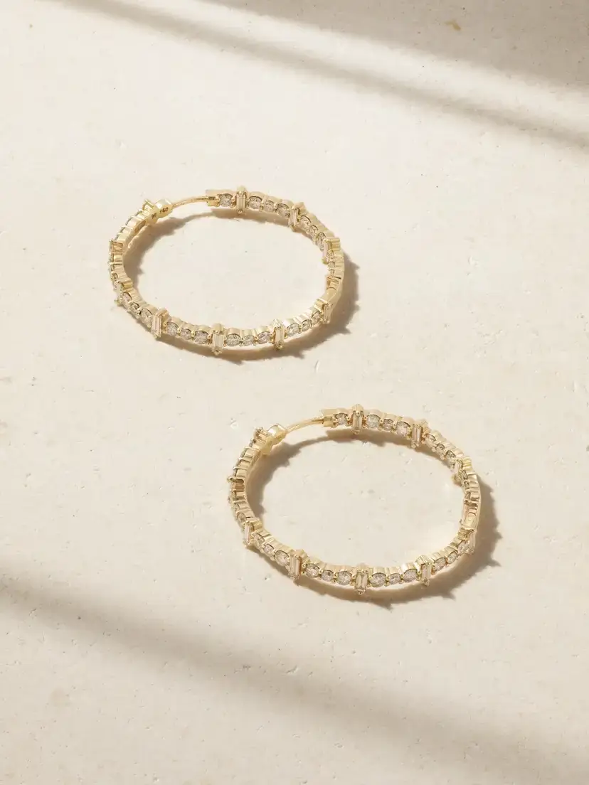 Ileana Makri Cosmic Medium 18-karat Gold Diamond Hoop Earrings | Image 1 Ileana Makri Cosmic Medium 18-karat Gold Diamond Hoop Earrings | Image 1