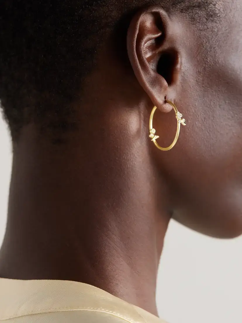 Ileana Makri Lavender Medium 18-karat Gold Diamond Hoop Earrings | Thumbnail 2