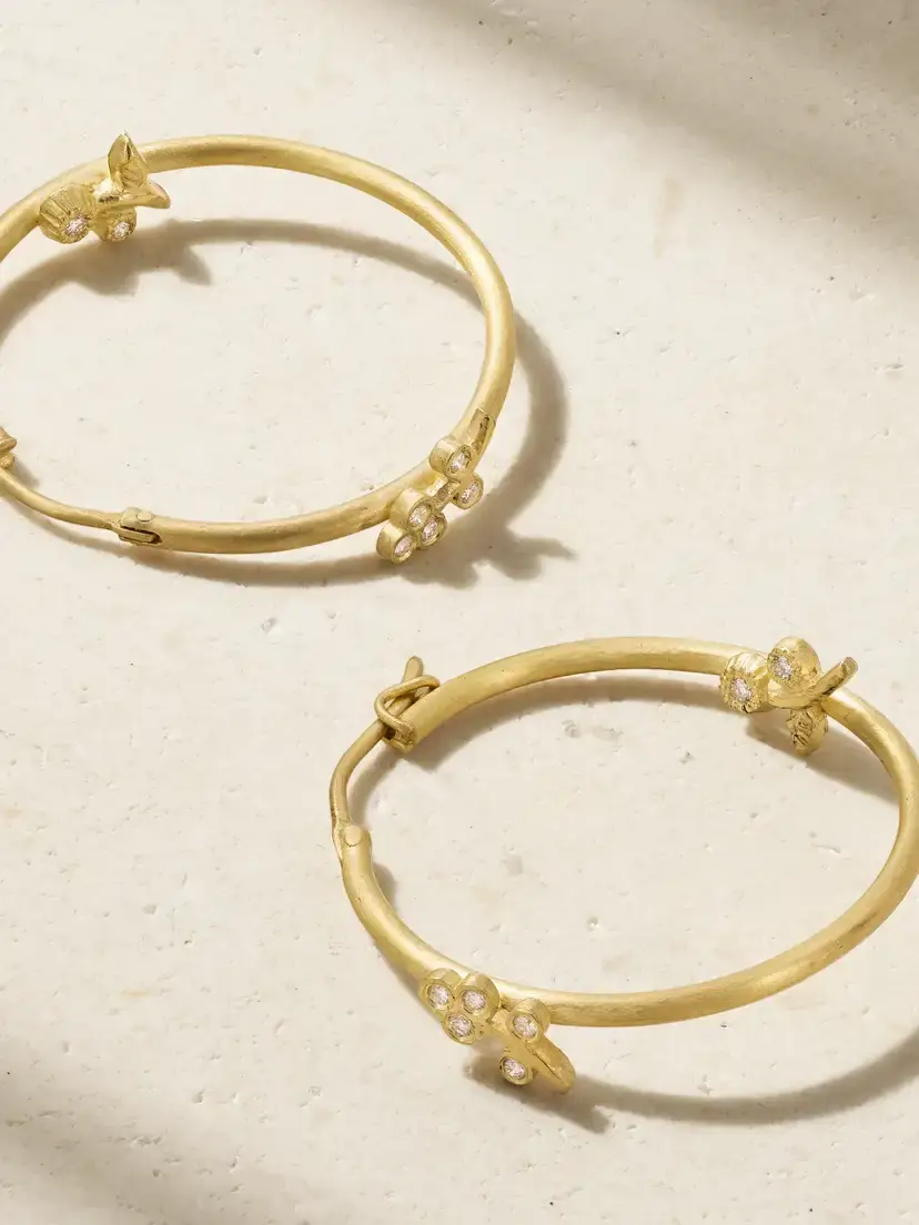 Ileana Makri Lavender Medium 18-karat Gold Diamond Hoop Earrings | Thumbnail 3