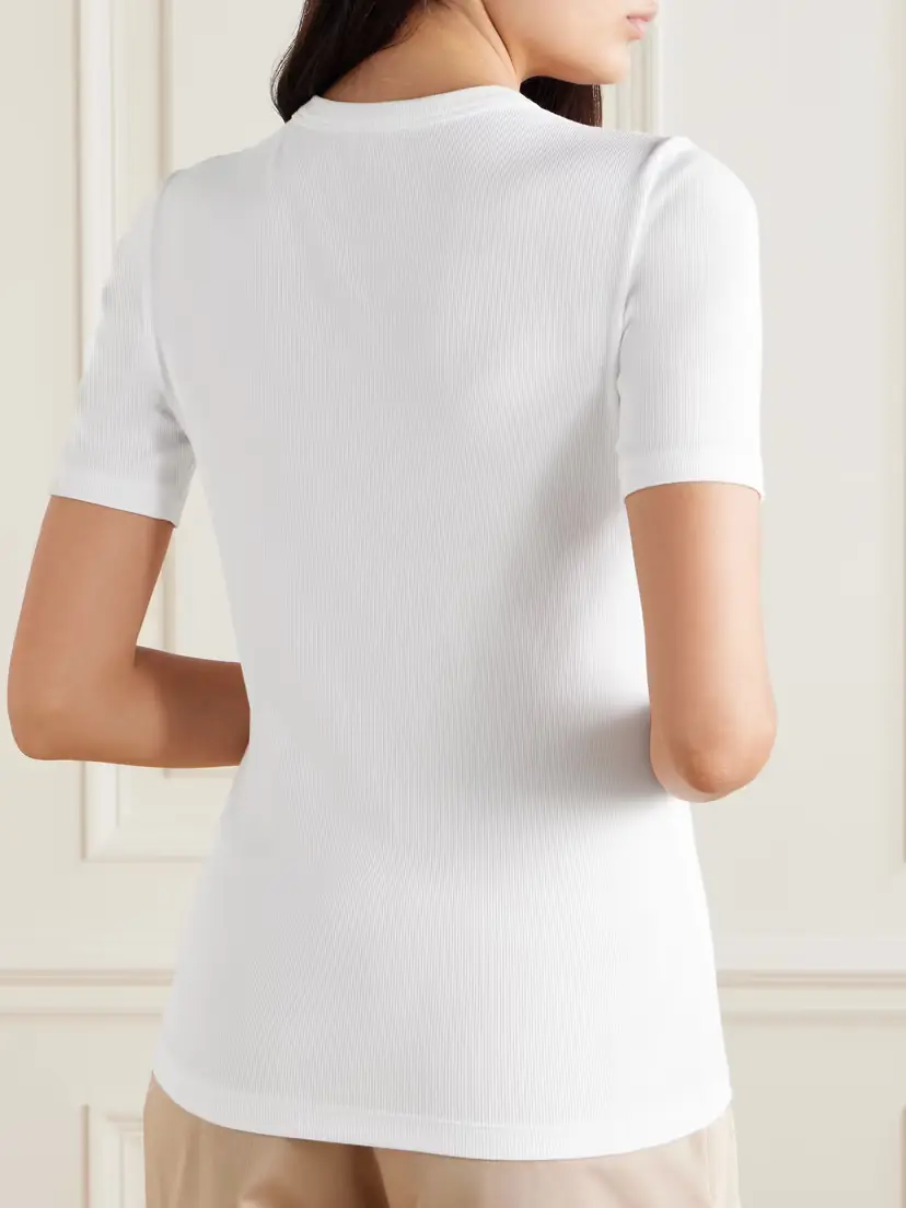 TOTEME Ribbed Stretch-cotton Jersey T-shirt | Thumbnail 4 TOTEME Ribbed Stretch-cotton Jersey T-shirt | Thumbnail 4