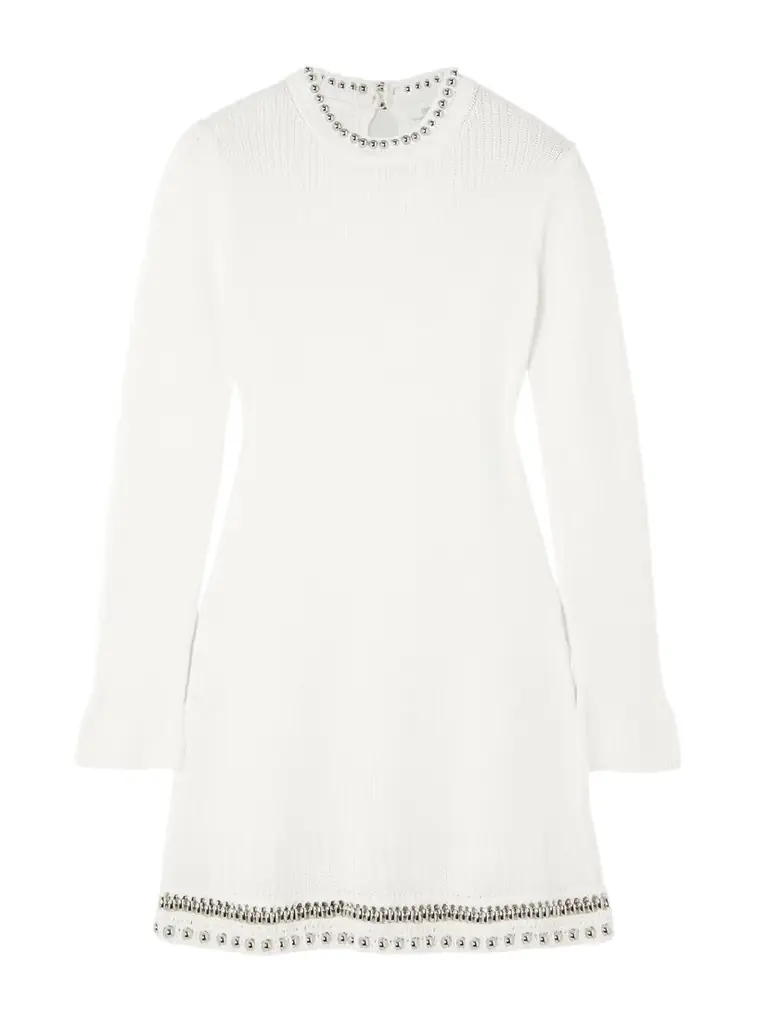 Embellished Crocheted Mini Dress