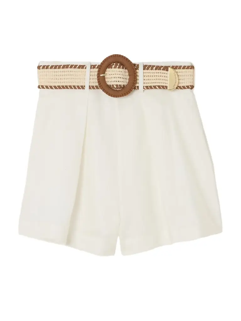 Halliday Belted Pleated Linen Shorts
