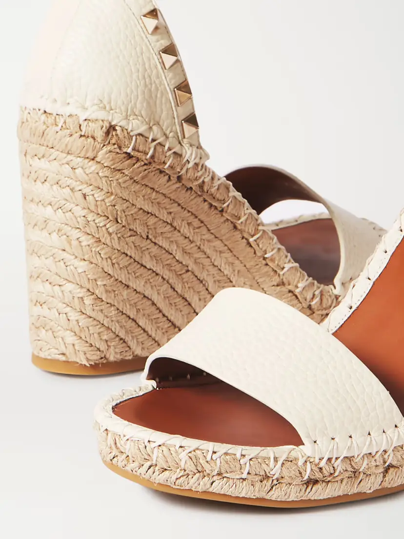 Valentino Garavani Rockstud 105 Textured-leather Espadrille Wedge Sandals | Thumbnail 5 Valentino Garavani Rockstud 105 Textured-leather Espadrille Wedge Sandals | Thumbnail 5