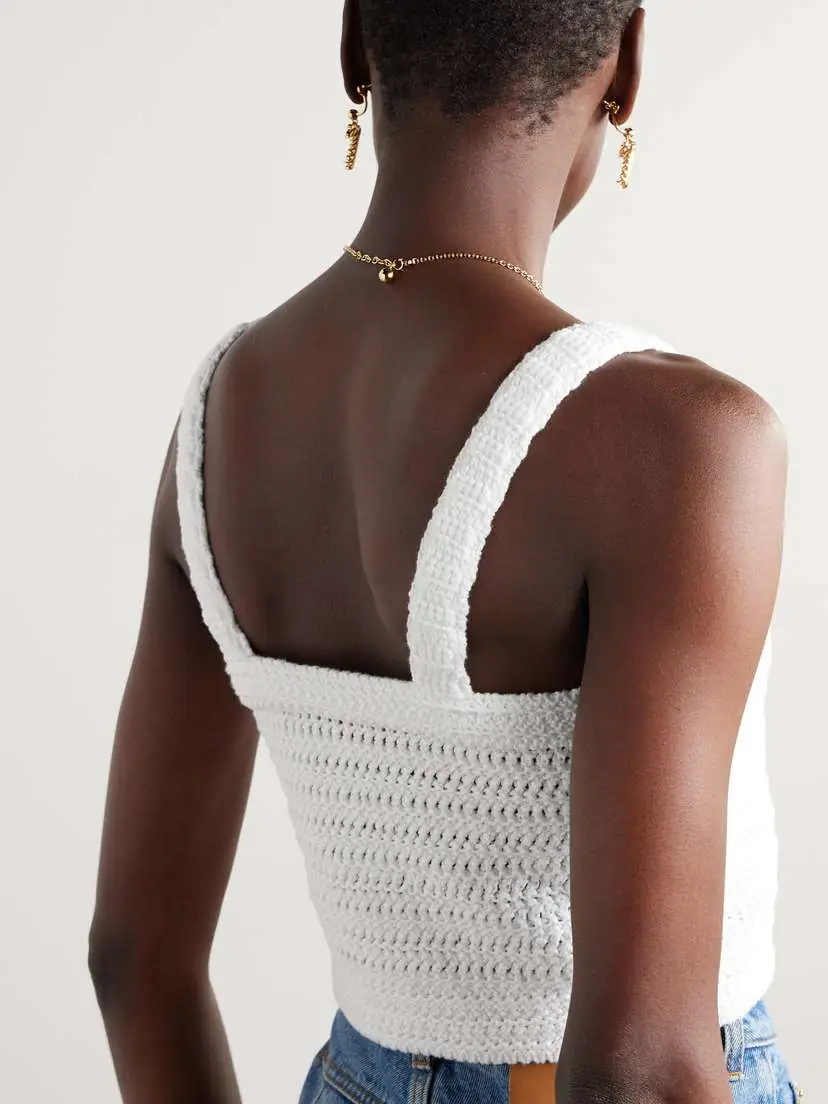 Gucci Cropped Button-embellished Crocheted Cotton Top | Thumbnail 4 Gucci Cropped Button-embellished Crocheted Cotton Top | Thumbnail 4