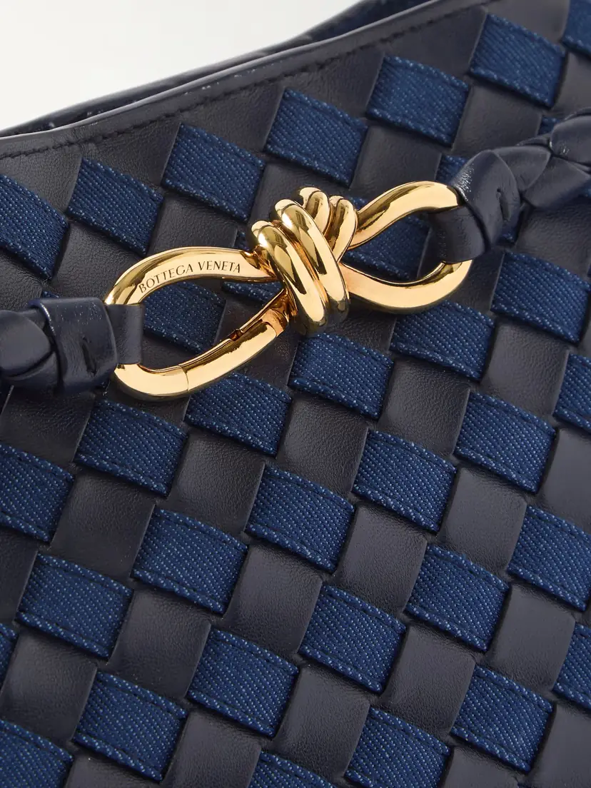 Bottega Veneta Andiamo Medium Embellished Intrecciato Leather And Denim Tote | Thumbnail 4 Bottega Veneta Andiamo Medium Embellished Intrecciato Leather And Denim Tote | Thumbnail 4