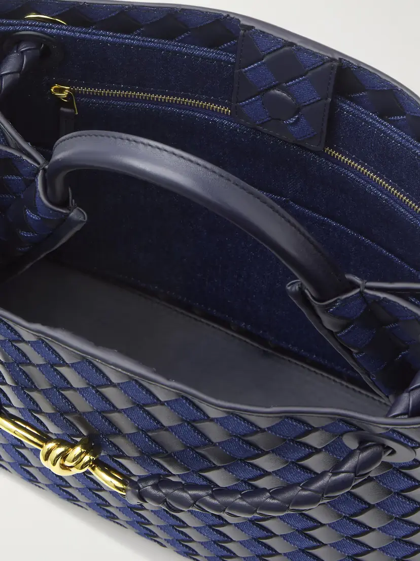 Bottega Veneta Andiamo Medium Embellished Intrecciato Leather And Denim Tote | Thumbnail 5 Bottega Veneta Andiamo Medium Embellished Intrecciato Leather And Denim Tote | Thumbnail 5