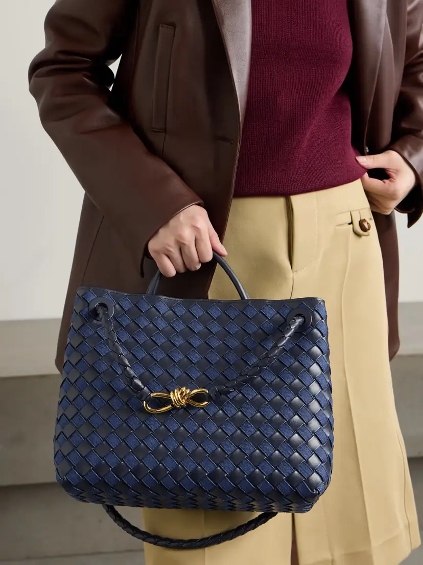 Bottega Veneta Andiamo Medium Embellished Intrecciato Leather And Denim Tote | Thumbnail 6 Bottega Veneta Andiamo Medium Embellished Intrecciato Leather And Denim Tote | Thumbnail 6