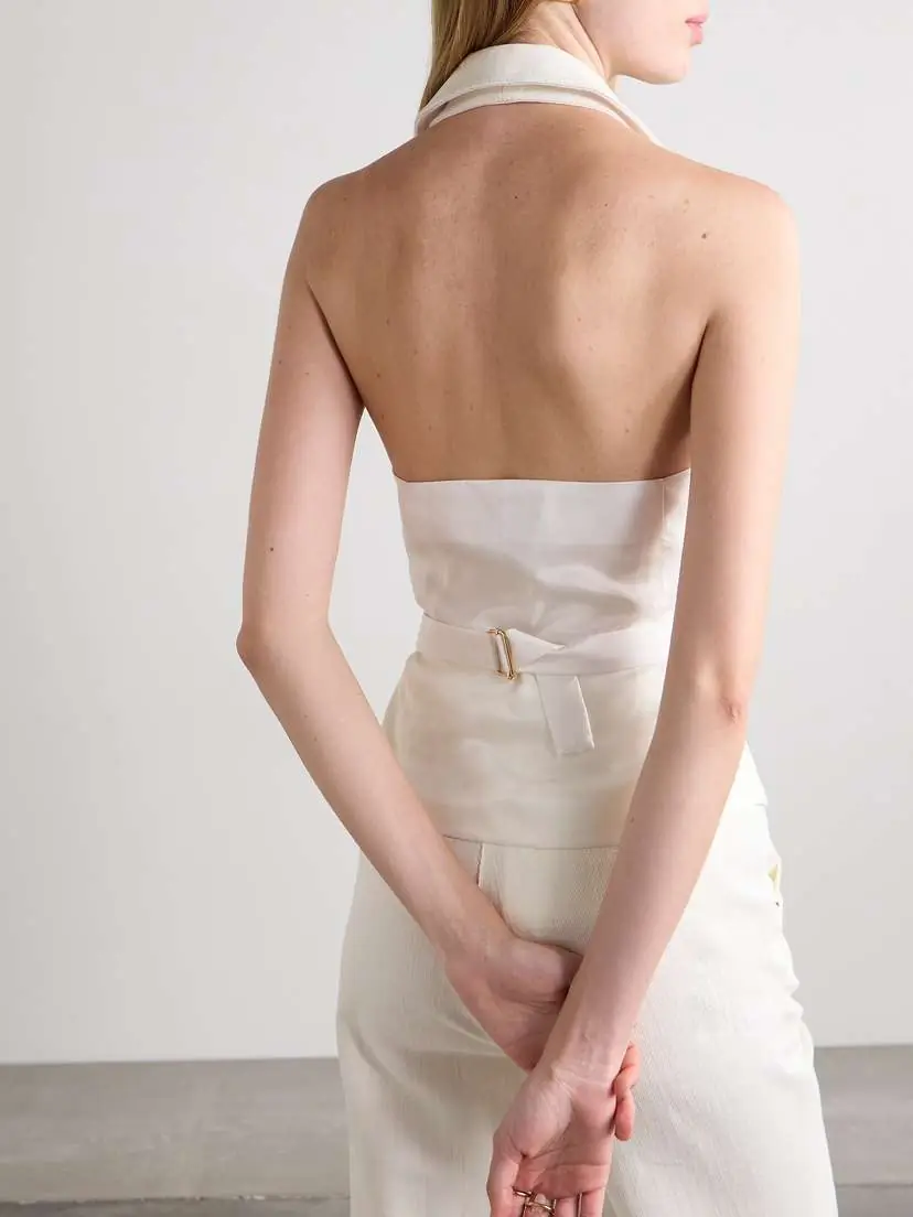 Sergio Hudson Cotton-twill And Silk-satin Vest | Thumbnail 4