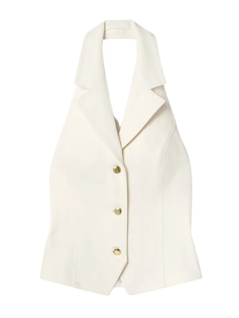 Cotton-twill And Silk-satin Vest