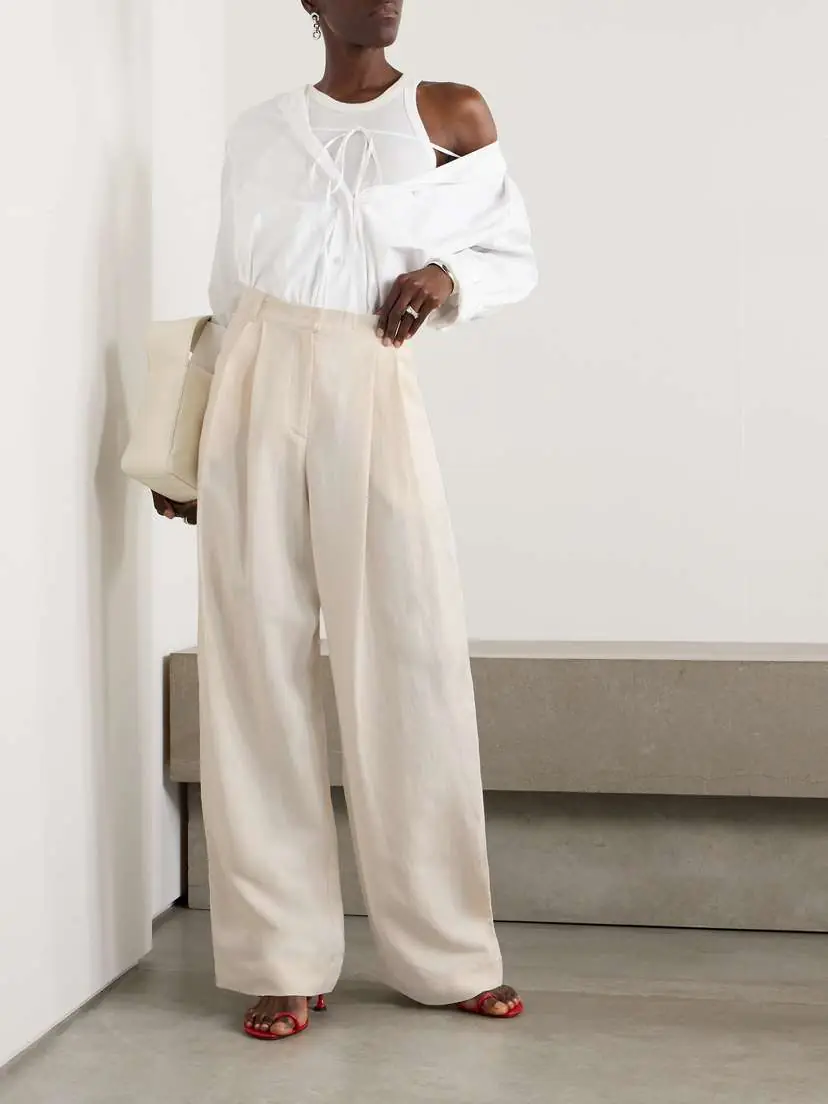 The Frankie Shop Piper Pleated Twill Wide-leg Pants | Thumbnail 2 The Frankie Shop Piper Pleated Twill Wide-leg Pants | Thumbnail 2
