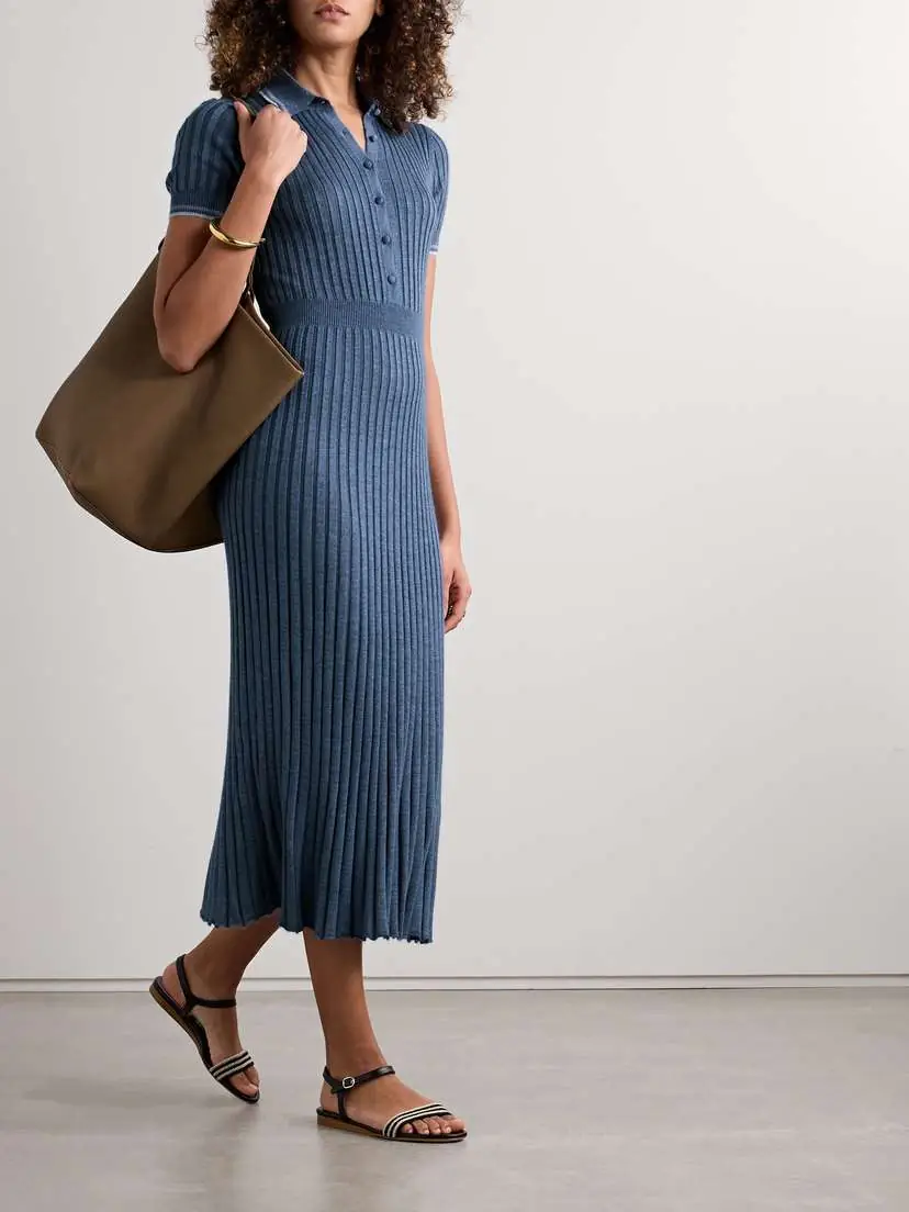 Gabriela Hearst Eyot Striped Ribbed Silk And Cashmere-blend Midi Dress | Thumbnail 2 Gabriela Hearst Eyot Striped Ribbed Silk And Cashmere-blend Midi Dress | Thumbnail 2