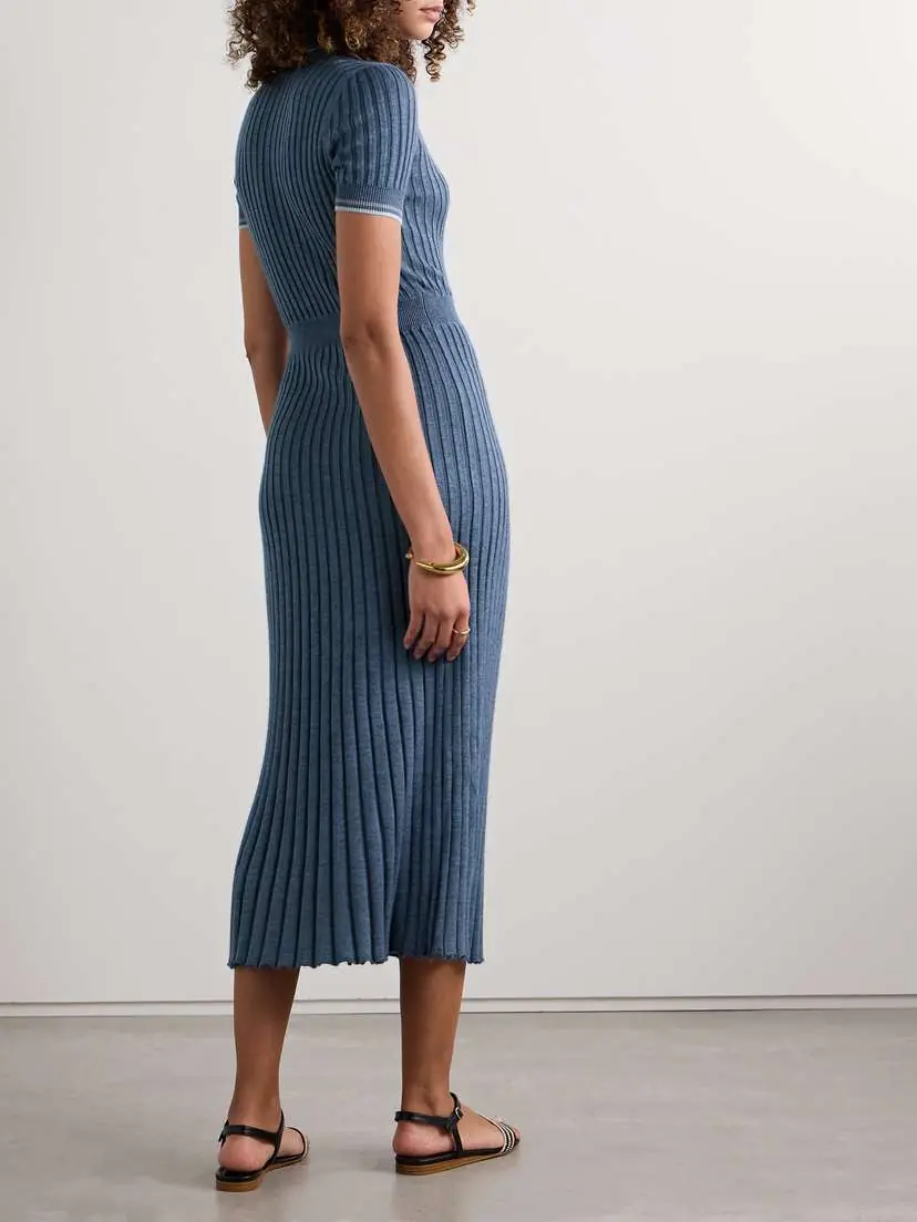 Gabriela Hearst Eyot Striped Ribbed Silk And Cashmere-blend Midi Dress | Thumbnail 3 Gabriela Hearst Eyot Striped Ribbed Silk And Cashmere-blend Midi Dress | Thumbnail 3