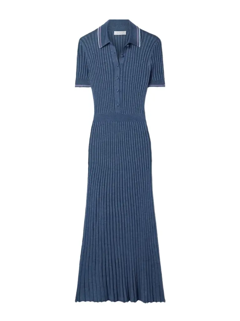 Eyot Striped Ribbed Silk And Cashmere-blend Midi Dress