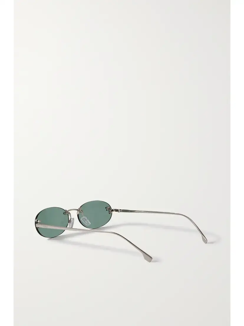 FENDI EYEWEAR Oval-frame Crystal-embellished Silver-tone Sunglasses | Thumbnail 3 FENDI EYEWEAR Oval-frame Crystal-embellished Silver-tone Sunglasses | Thumbnail 3