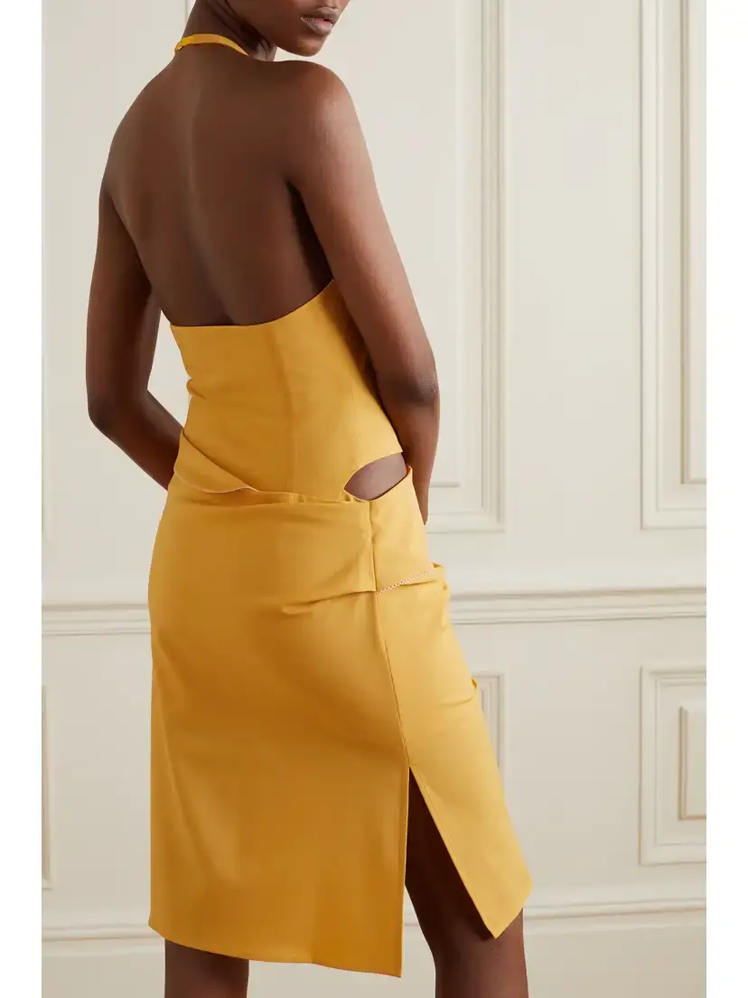 Jacquemus Hielo Cutout Draped Wool-blend Halterneck Mini Dress | Thumbnail 3