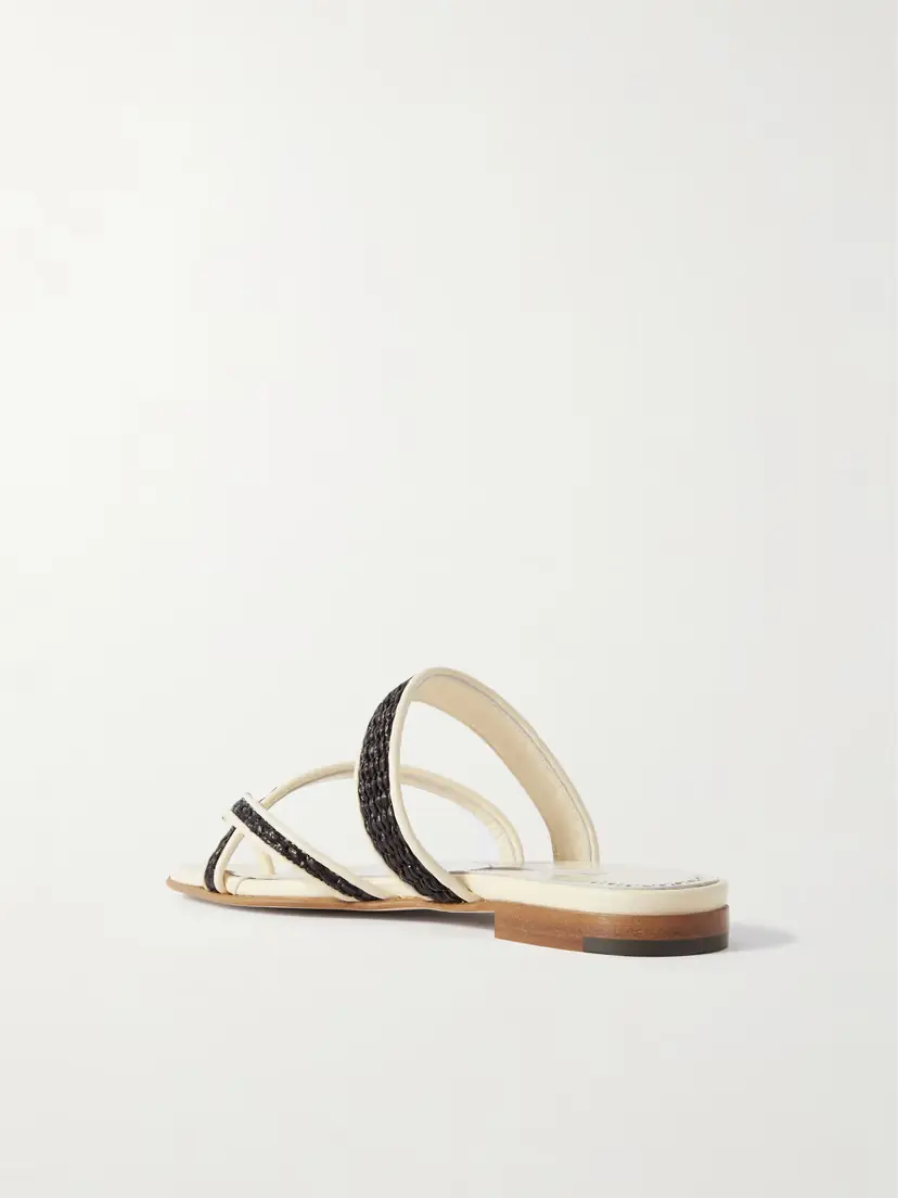Manolo Blahnik Susara Raffia And Leather Sandals | Thumbnail 3