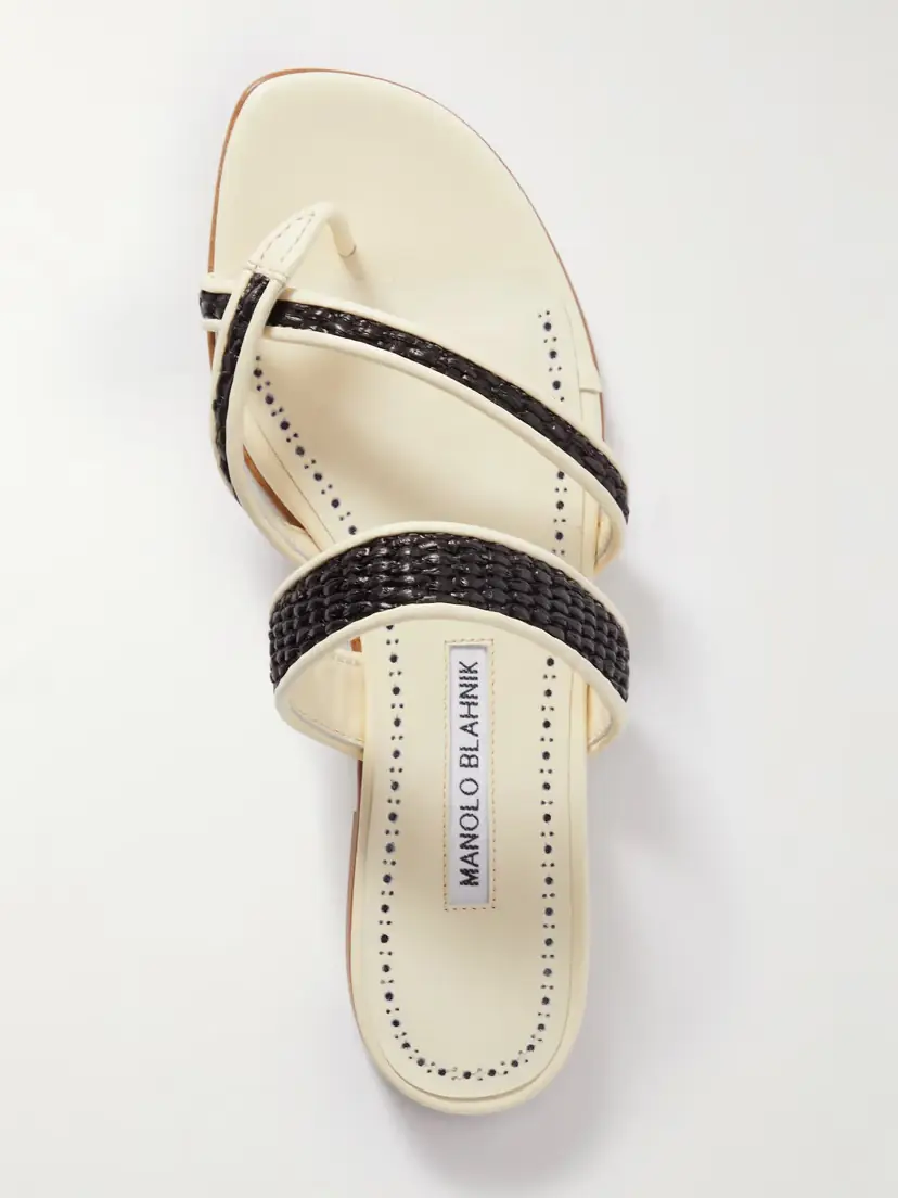 Manolo Blahnik Susara Raffia And Leather Sandals | Thumbnail 5