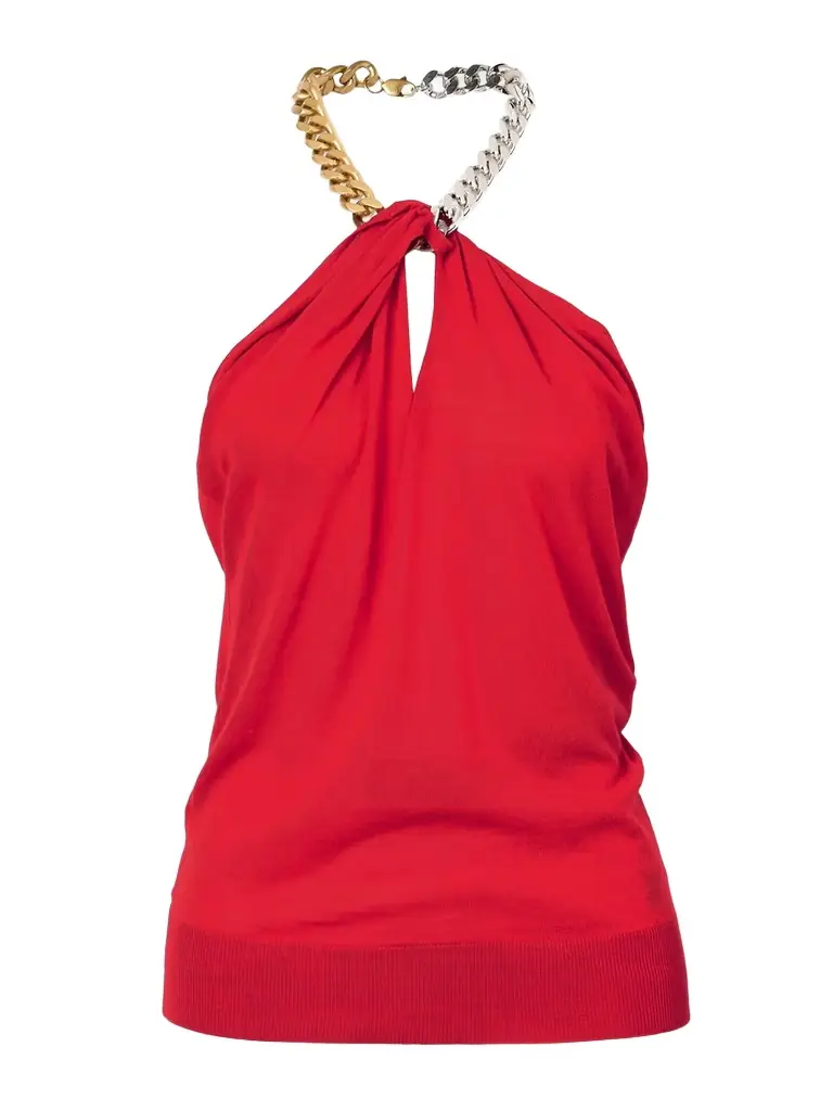 Stella McCartney Chain-embellished Wool Halterneck Top - x large | Thumbnail 1 Stella McCartney Chain-embellished Wool Halterneck Top - x large | Thumbnail 1