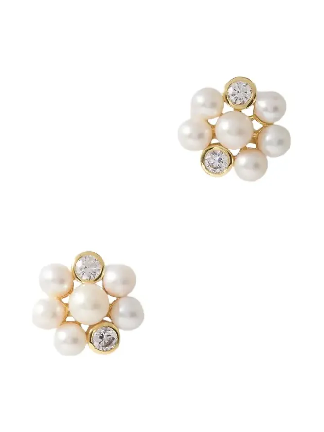 Lightdrops Recycled Gold-vermeil, Pearl And Cubic Zirconia Earrings