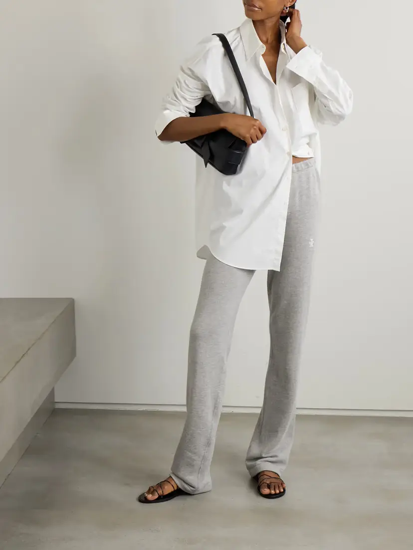 ÉTERNE Embroidered Cotton And Modal-blend Jersey Sweatpants | Thumbnail 2 ÉTERNE Embroidered Cotton And Modal-blend Jersey Sweatpants | Thumbnail 2