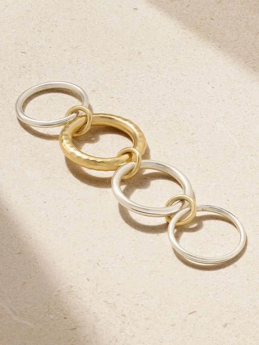 Spinelli Kilcollin Janssen Linked Sterling Silver And 18-karat Gold Rings | Thumbnail 3 Spinelli Kilcollin Janssen Linked Sterling Silver And 18-karat Gold Rings | Thumbnail 3
