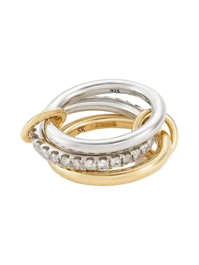 Taurus Set Of Three 18-karat Gold And Sterling Silver Diamond Rings Taurus Set Of Three 18-karat Gold And Sterling Silver Diamond Rings