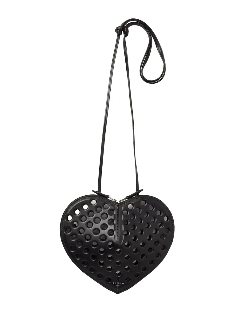 Le Coeur Perforated Leather Shoulder Bag