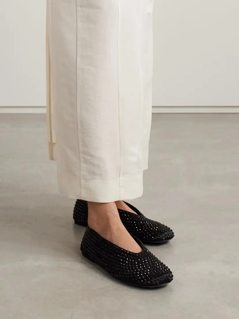 Khaite Marcy Crystal-embellished Satin Ballet Flats | Thumbnail 2