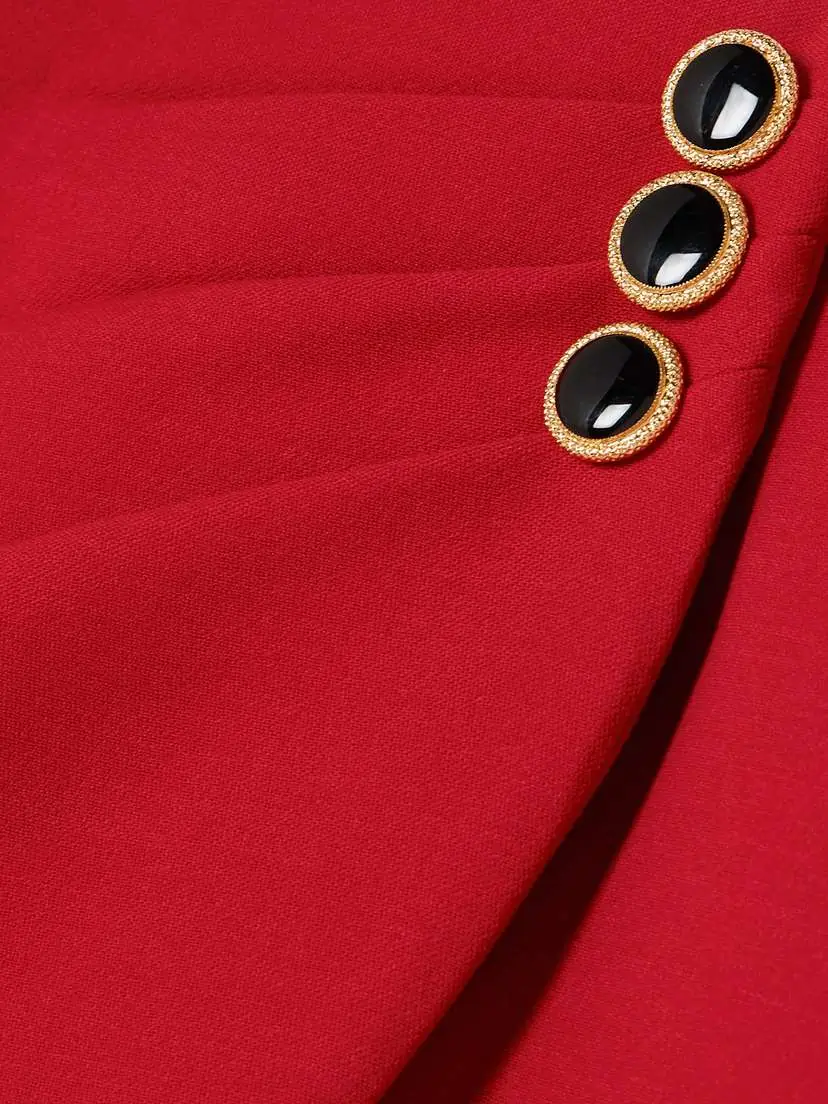 Alessandra Rich Wrap-effect Button-embellished Draped Wool Mini Skirt | Thumbnail 4